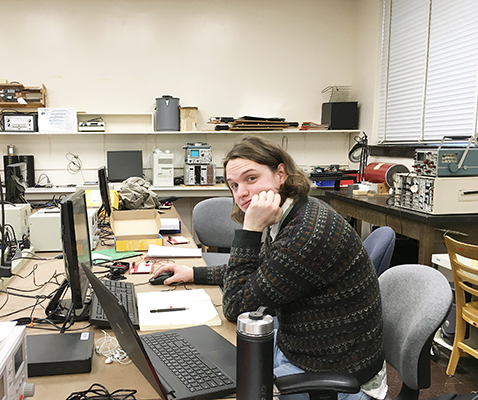 Undergraduate student, Jarod Wright, in the laboratory